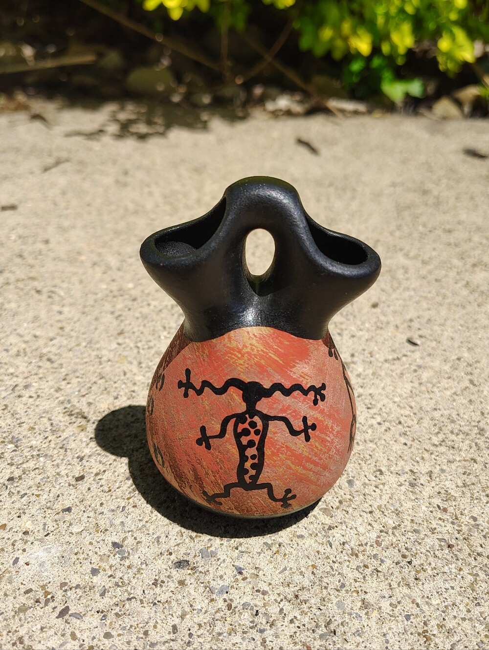 Native American Navajo Signed "Rena" Mini Pottery Wedding Vase 4"